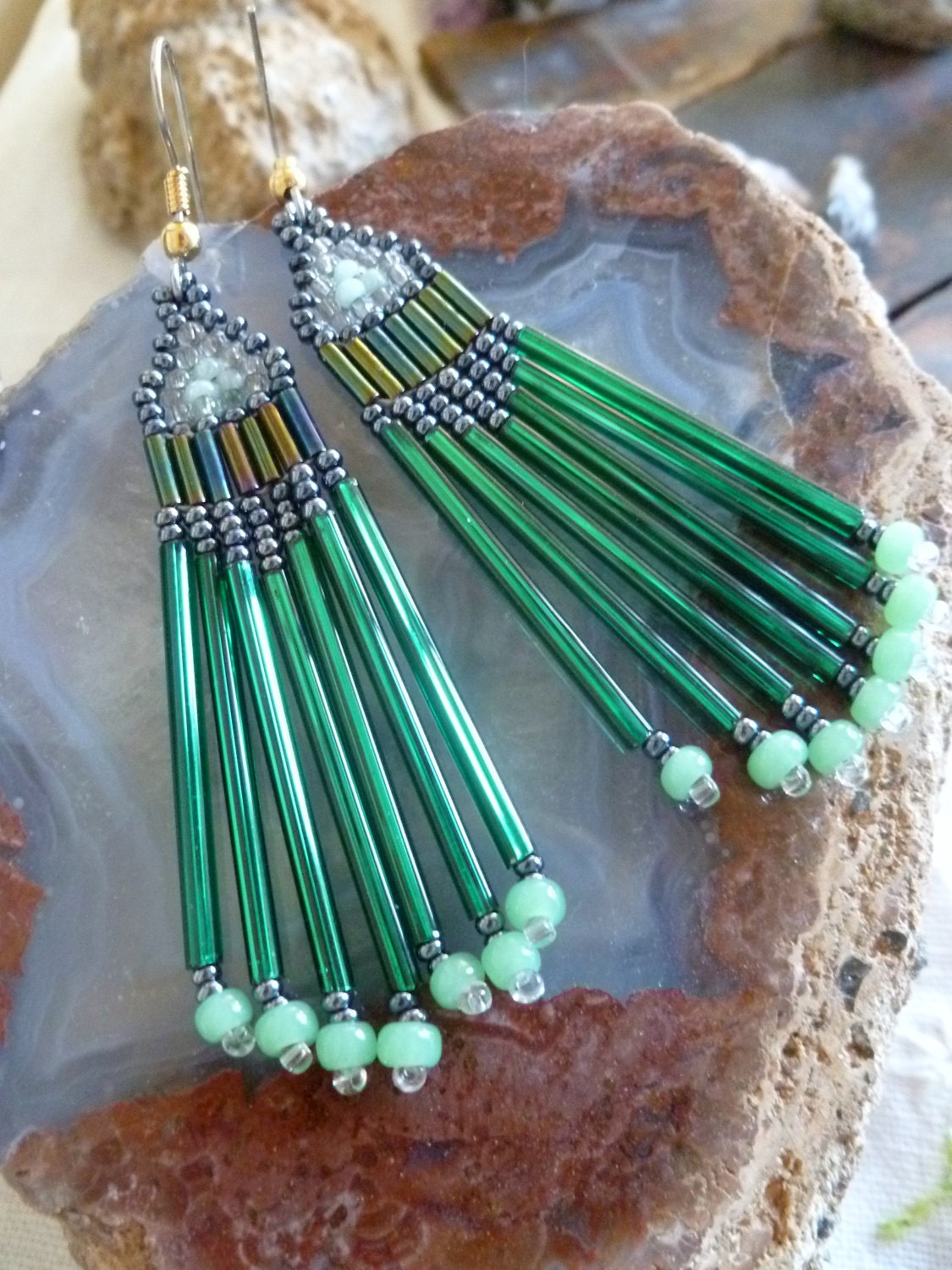 Beaded Earrings- Ever Green