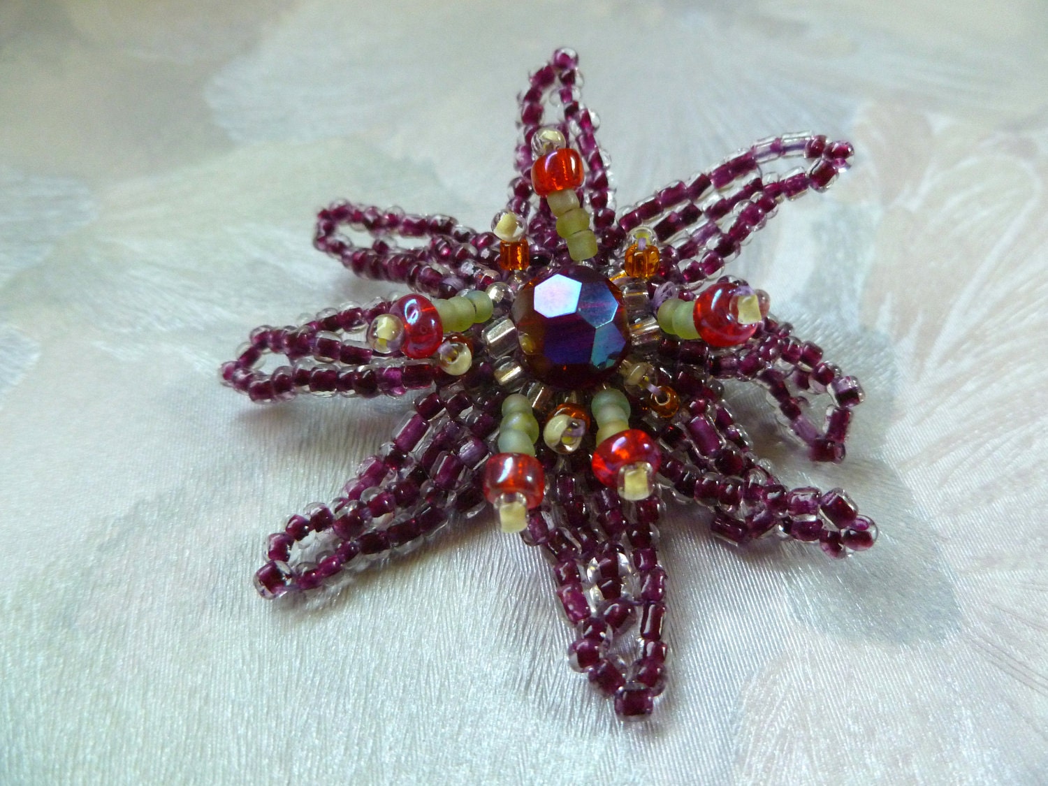 Beaded Brooch- Crazy Anemone