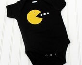 Great Baby Shower gift READY TO SHIP Pacman inspired onesie sewn cotton applique