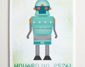 Wall Art, Nursery Wall Art, Robot Print, Robot Art, Nursery Print, Modernpop, Howard No 25761 - 8" x 10"