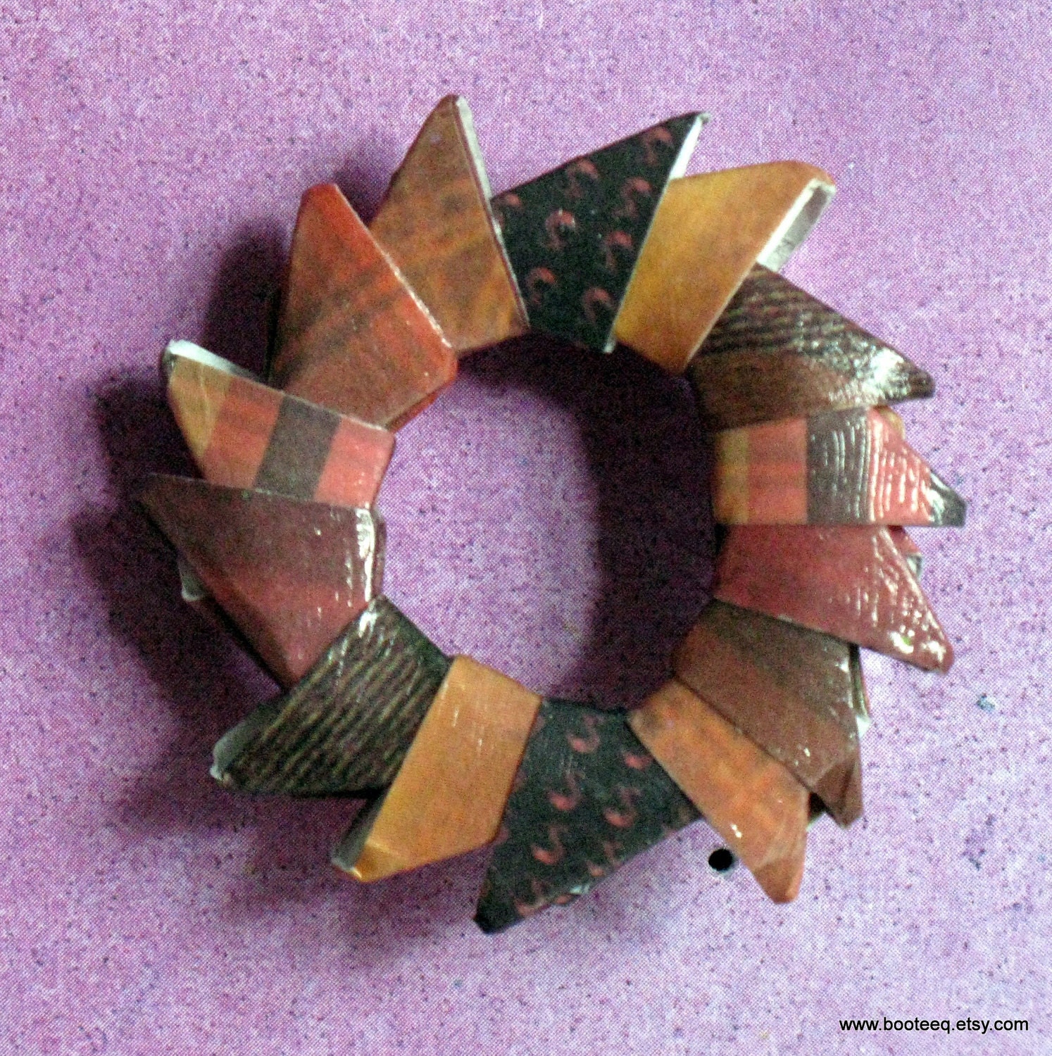 Smokey caramel origami brooch
