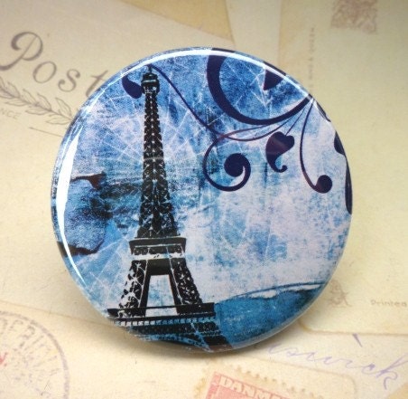 Pocket Mirror - Eiffel Tower Blue