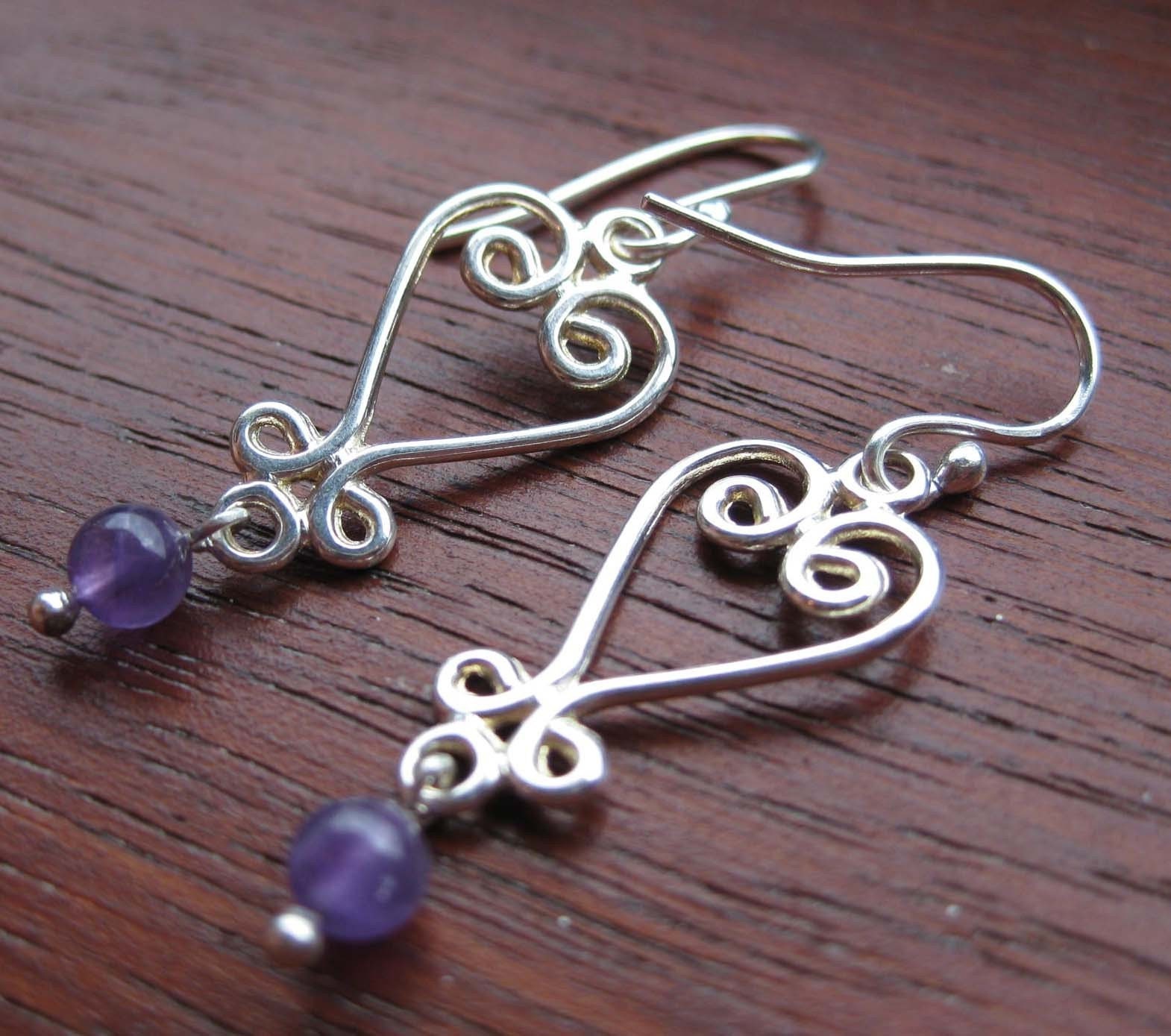 Simple Sterling Earrings With Garnet or Amethyst