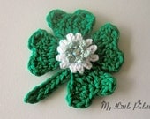 Crochet Four Leaves Shamrock Applique---(1 piece)