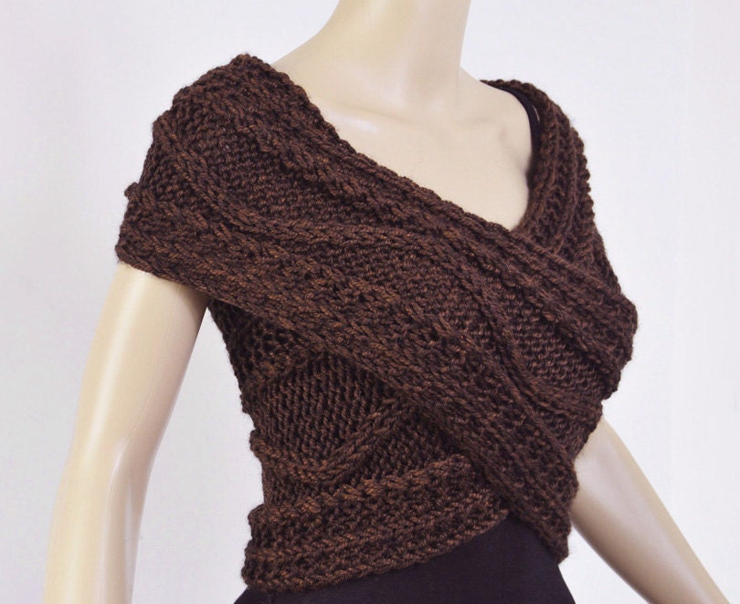 Super Slim - Cross Sweater/Capelet/Neck warmer in Chocolate, brown