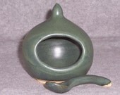 Ceramic Salt Pig Box  with spoon Blue green Wheel Thrown Stoneware Ceramics Pottery