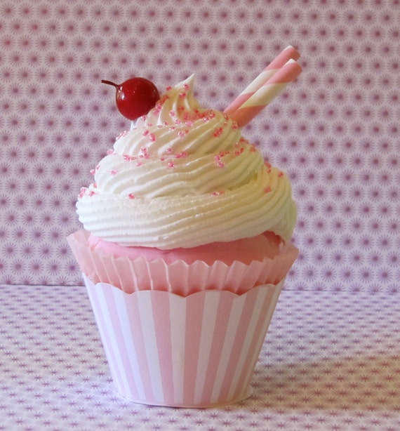 Fake Cupcake Retro Inspired "Ice Cream Social" Collection Light Pink Stripe Edition TOO CUTE 12 Legs Original Design and Concept - 12LegsCuriosities