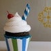 Fake Cupcake Retro Inspired Ice Cream Social Collection Blue Green Stripe Edition TOO CUTE 12 Legs Original Design and Concept