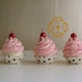 Fake Cupcakes Pin Up Girl Rockabilly Insp Collection Mini Pink Cupcakes Set of 5 Can Be Made into Ornaments, Photo Holders