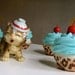 Fake Cupcakes "Retro Hollywood Glam" Collection Mini Turquoise Cupcakes w/Leopard Cupcake liners Set of 5 Can Be Made into Ornaments