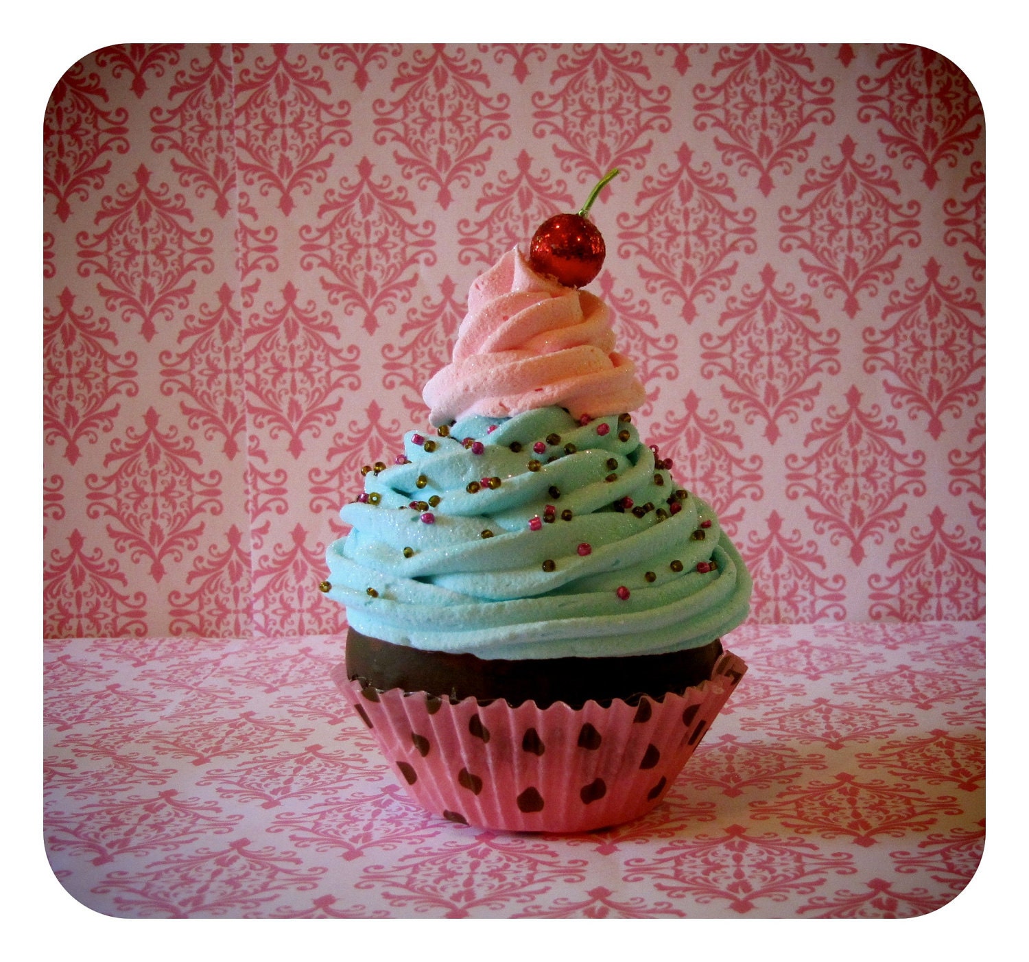Fake Cupcake "Sweet Dreams Collection" "Turquoise Love Edition" Unique Gift, Shoppe, Home, Bakery Decor 12 Legs Original/Design Concept