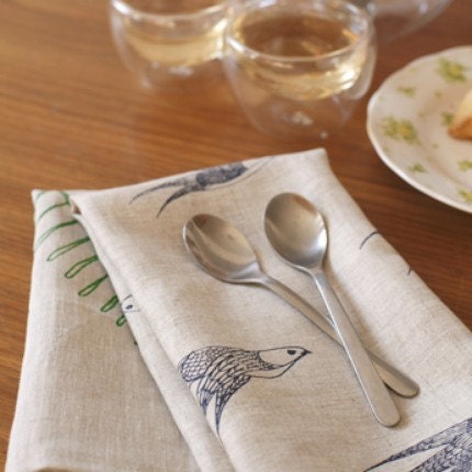 ON SALE Flock of Swallows Dinner Napkin Set of Four