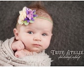 Petite Lavender mini headband for dress up and photo props, babys and infants