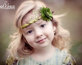 Olivine in broccoli green felt boho headband for dress up and photo props