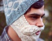 Wild Man Bearded Blue and White Polka Dot Hat