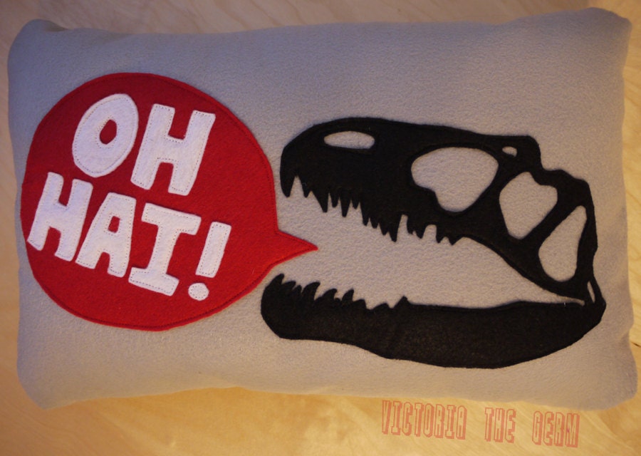 OH HAI Dino Skull Felt Pillow