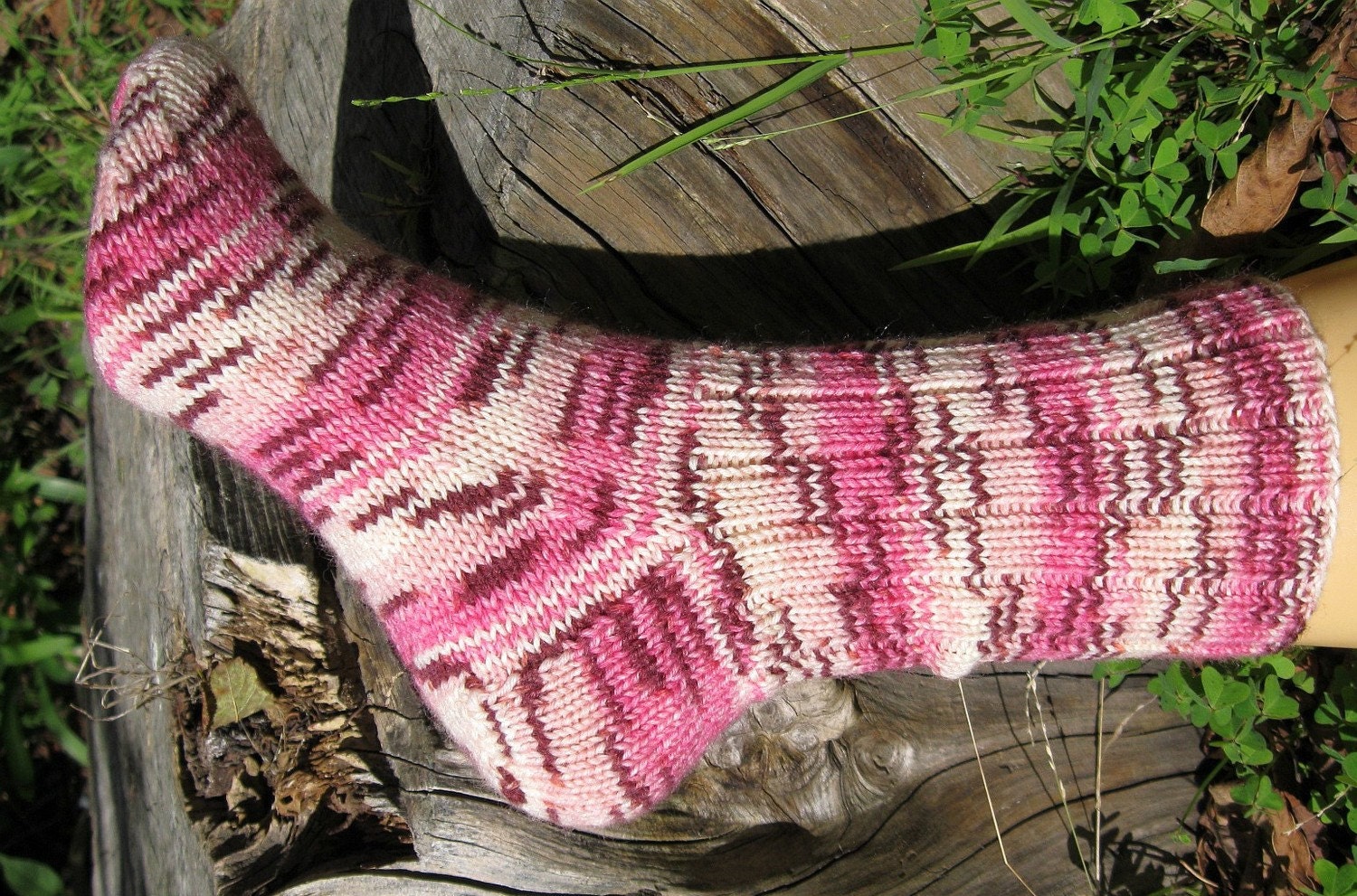 Opal Flamingo hand knitted socks - small to medium size