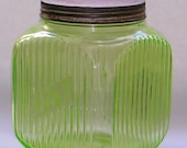 Vintage Hocking Depression Glass Canister Cookie Jar Green Uranium