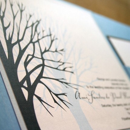 Wedding Invitation Winter Tree Pocketfold  - Deposit to get started