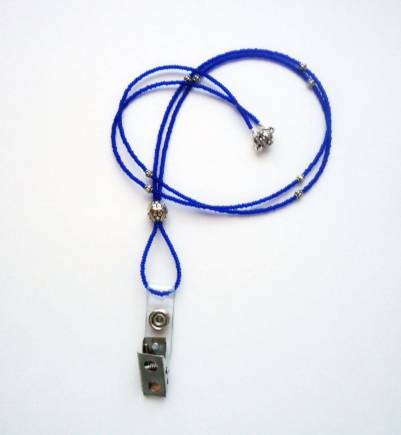 Cobalt Blue Lanyard ID Badge Eyeglass Magnetic Necklace - TinksTreasure