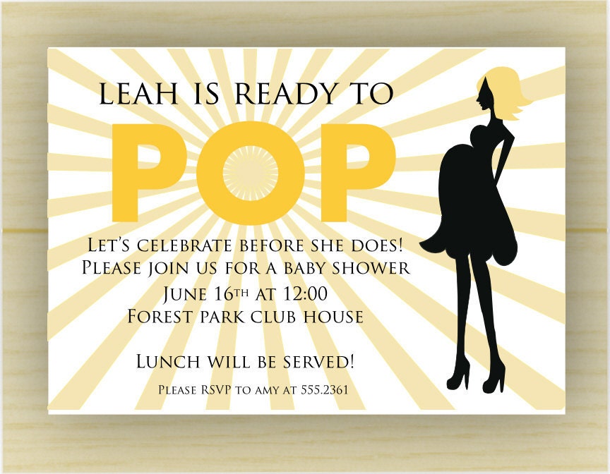 Yellow ready to pop baby shower invitation (set of 10) Il_570xn
