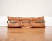1940s Leather Suitcase // Vintage Brown Luggage // Mid Century Steampunk Storage