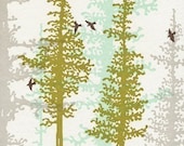 Evergreen Trees Letterpress Print