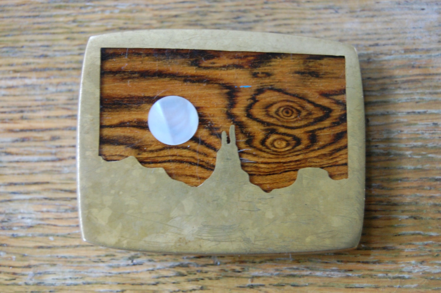 Vintage Desert Sunset Brass Belt Buckle