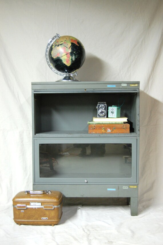 Industrial Metal Two Stack Barrister Bookcase Reserved for Bob