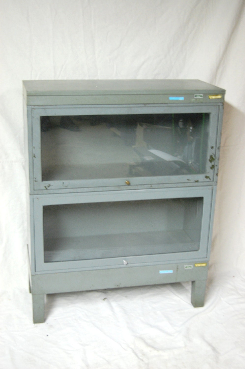 Industrial Metal Two Stack Barrister Bookcase Reserved for Bob