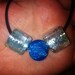Aluminum Mesh Electro Phoresis Drum Bead and European foil glass bead Necklace in Blues