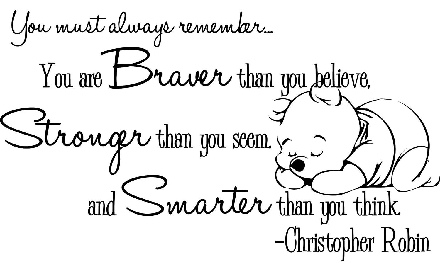 Winnie the Pooh Wall Decal Christopher Robin Nursery Quote
