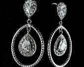 Oval Ring Bridal Earrings, Cubic Zirconia Teardrop Accessories, Swarovski Crystal Dangle Wedding Jewelry, KATHY