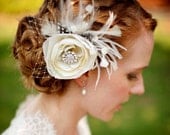 Ivory Bridal Fascinator, Woodland Flower Hair Accessory or Wedding Brooch, MELIANA CRYSTALIA