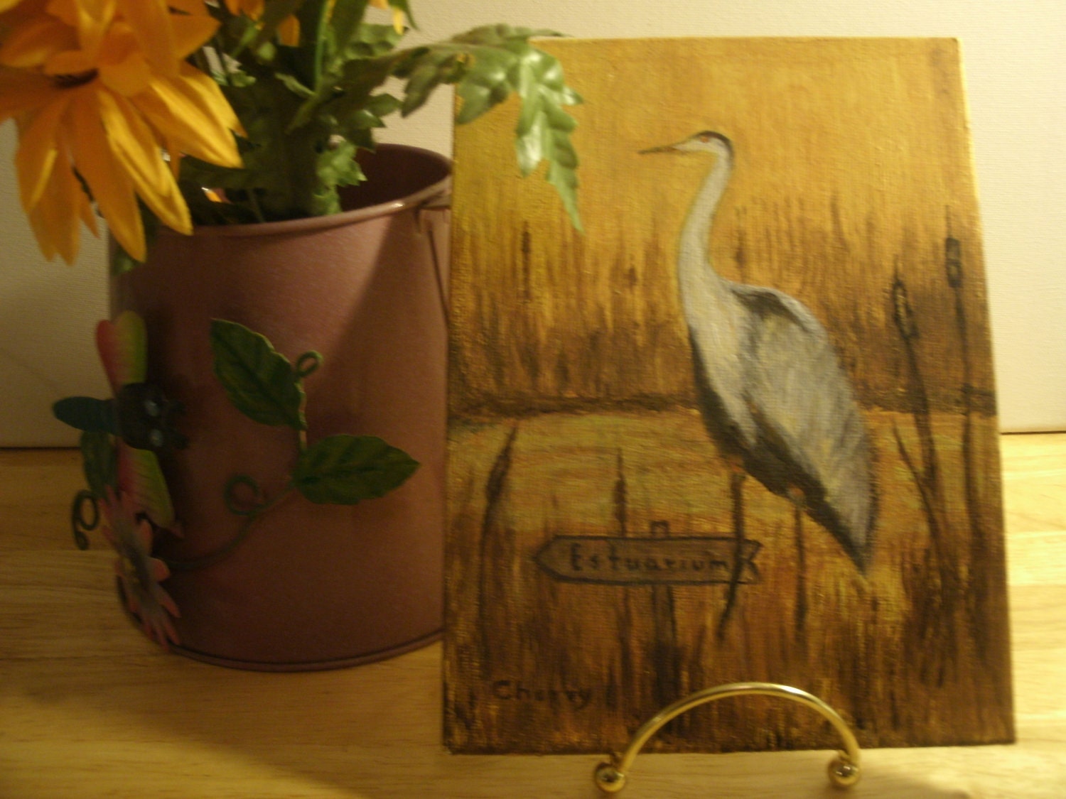 Heron Egret Bird Acrylic Painting