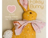 Bunny Pillow Sewing PAttern Modern Folksy Bunny PDF Sewing Pattern