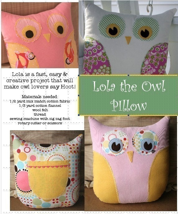 Lola the Owl PIllow PDF Pattern Simple Fun Creative