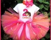 Birthday  Dora with Number, Party Outfit,Tutu Set, Dora Party, Theme  Parties in Sizes 1yr thru 5yrs