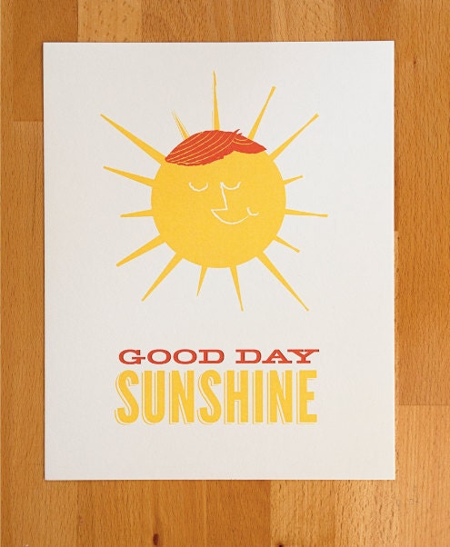Colorful Print Yellow Sun "Good Day Sunshine" - 8x10 print