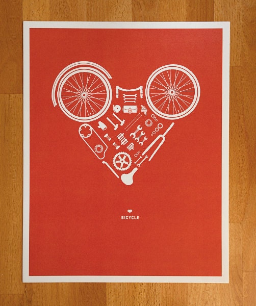 Disassembled Bicycle Heart Print - Fine Art Print