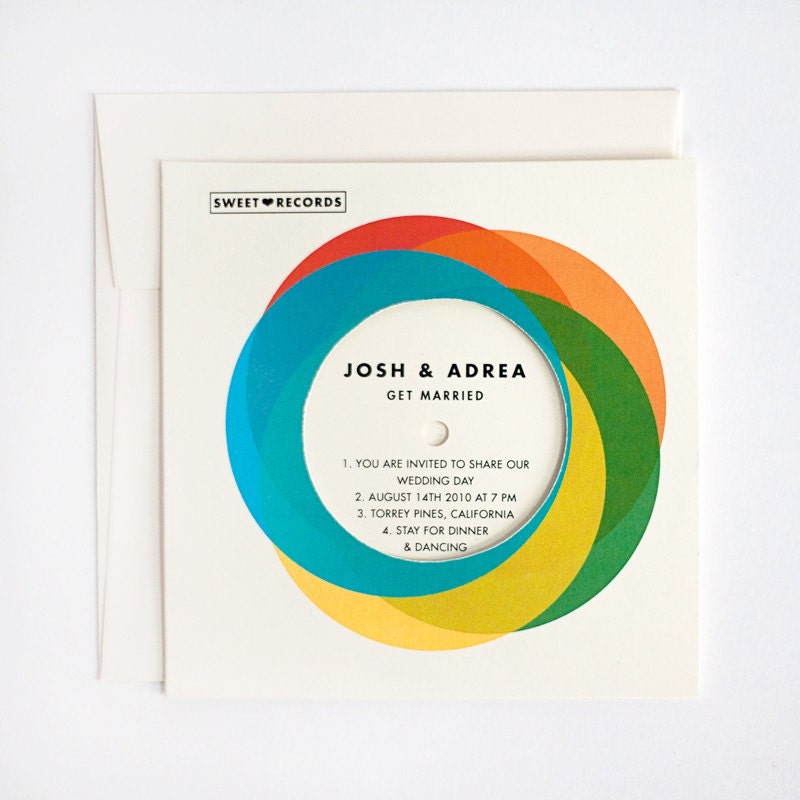 Vintage Wedding invitation - Record with Sleeve Invitation