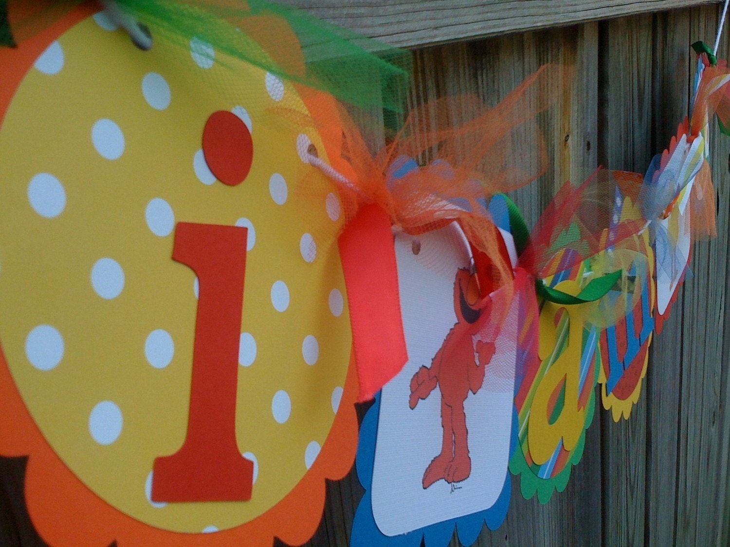 I AM 1  High Chair Banner in Primary Colors with Sesame Street Characters