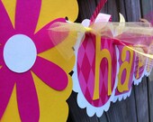 Hot Pink and Yellow HAPPY BIRTHDAY Banner with DAISY Characters Il_170x135