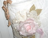 Handmade Purse - Fabric Flowers and Vintage Quilted Fabric