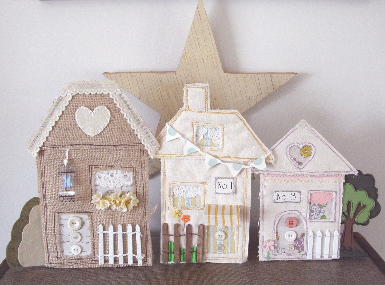 Altered Art House Number 1 - Mixed Media Fabric Collage