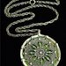 Stained Glass Pendant Necklace Medallion Filigree Green Victorian