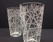 Two Pint Glasses . Hand Engraved Glass . 'Reaching Branches' . Barware . Gift For Brides and Grooms . Best Man Gift Take 15% OFF At Checkout