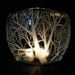 Medium Glass Tapered Candle Holder . Hand Engraved . 'Reaching Branches'