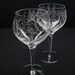 2 Red Wine Glasses . Hand Engraved Crystal Glass . 'Branches And Leaves' . Bridal party gift Spring Glassware