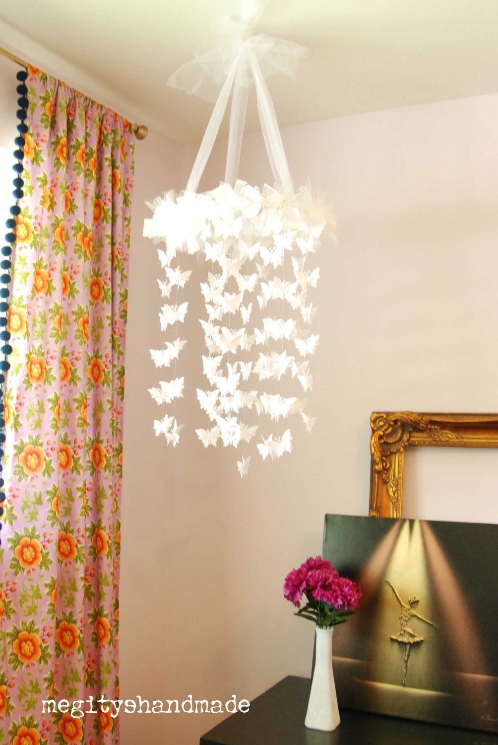 White Butterfly Chandelier DIY Kit -  Mobile, Nursery, Party, Wedding Decor